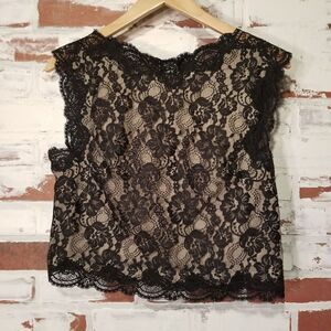 Nude w/ black lace overlay cami 34